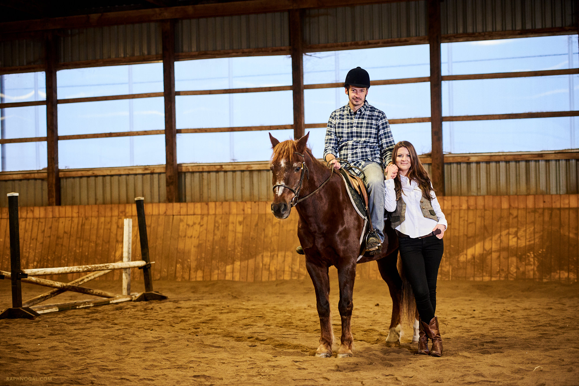 Photo on horse at Stonewood Equestrian during engagement photos