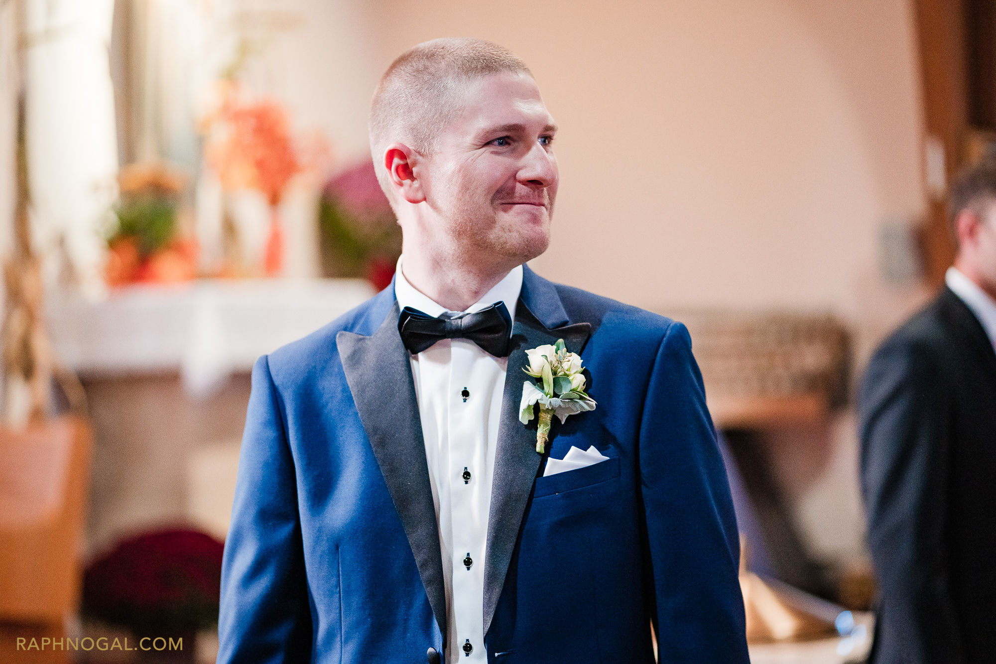 Groom seeing bride for the first time