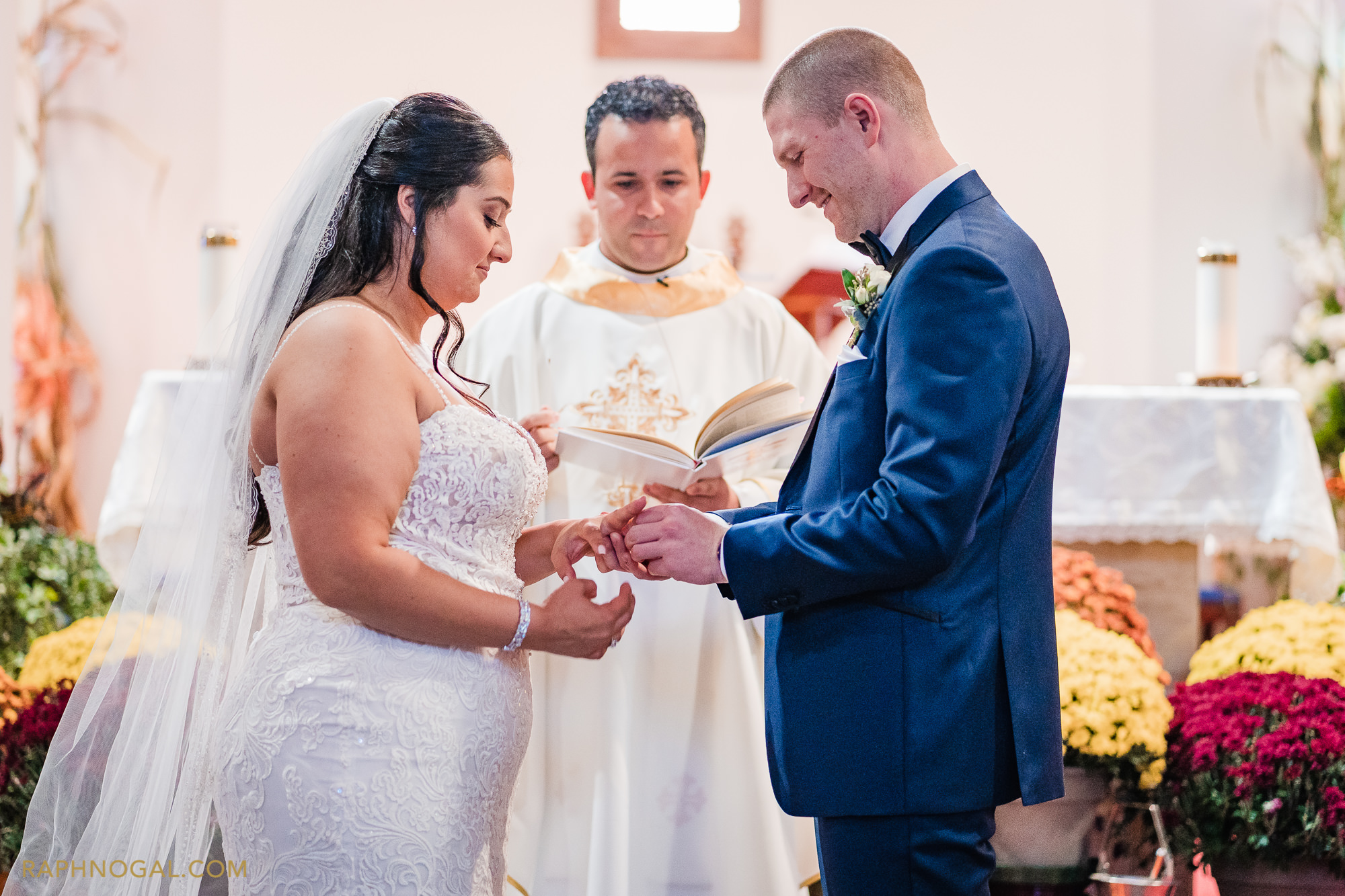 Bride and Groom exchange rings